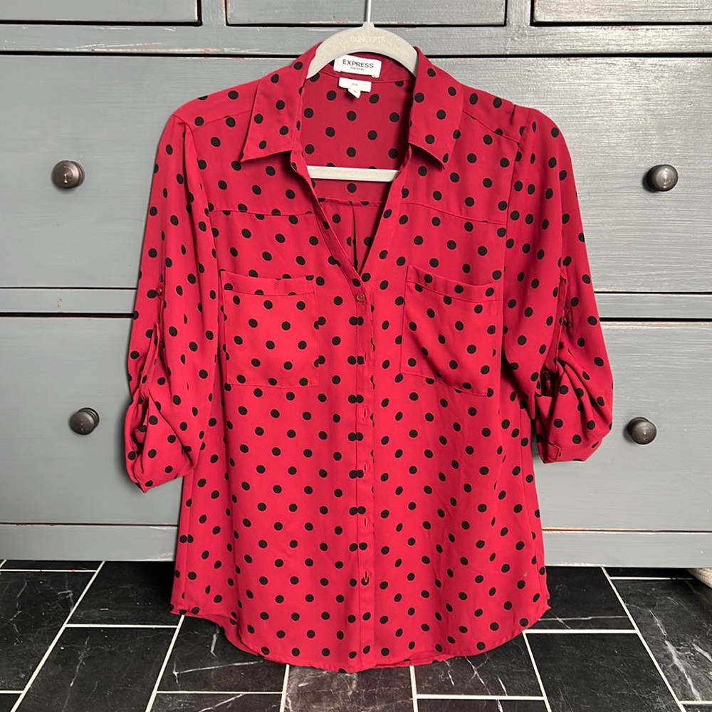 Express long sleeve Portofino blouse Slim fit